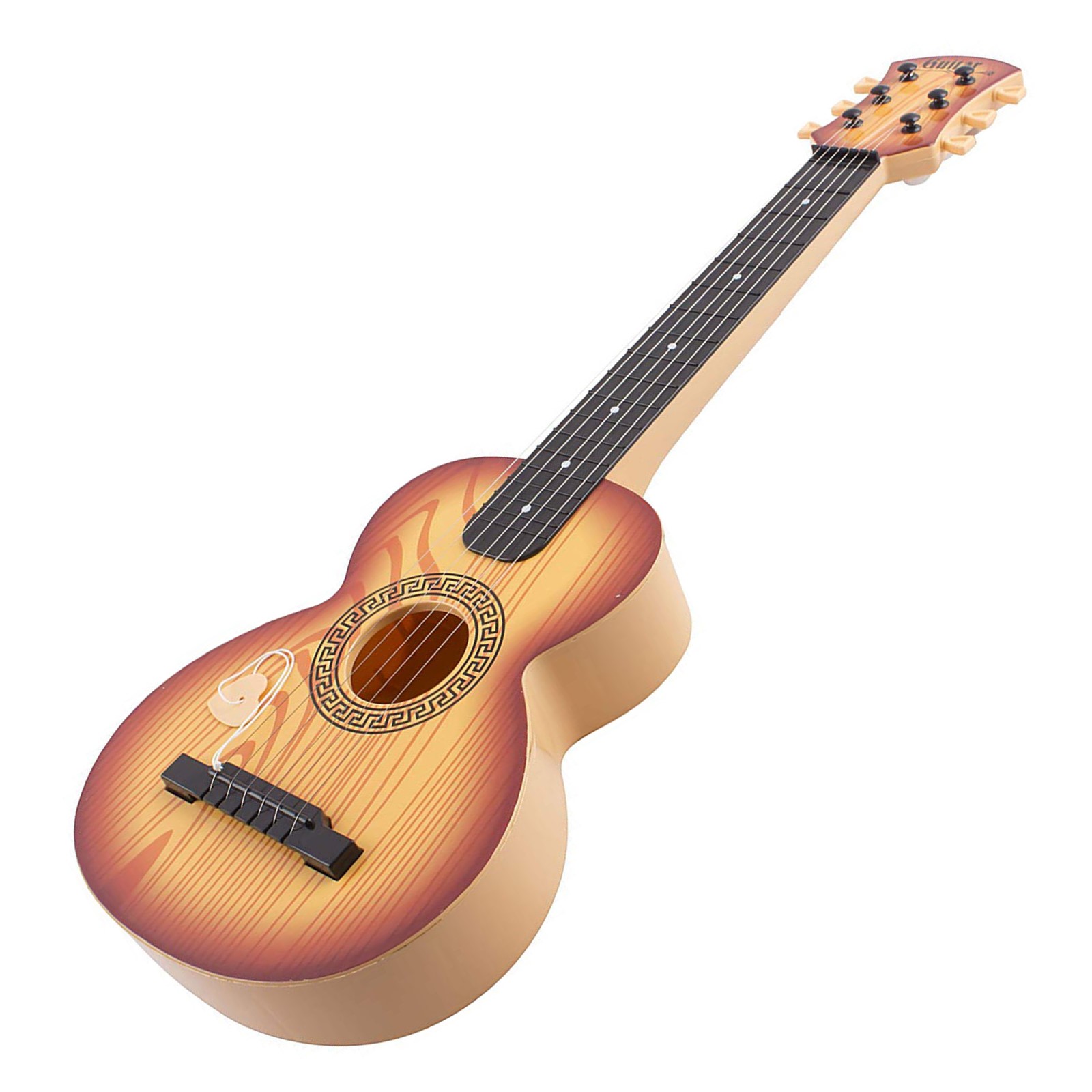 Toy Guitar Rock Star 6 String Acoustic Kids 25.5\" Ukulele With Guitar Pick Children\'s Musical Instrument Vibrant Sound And Color Tunable Perfect For Learning How To Play Educational Light Brown