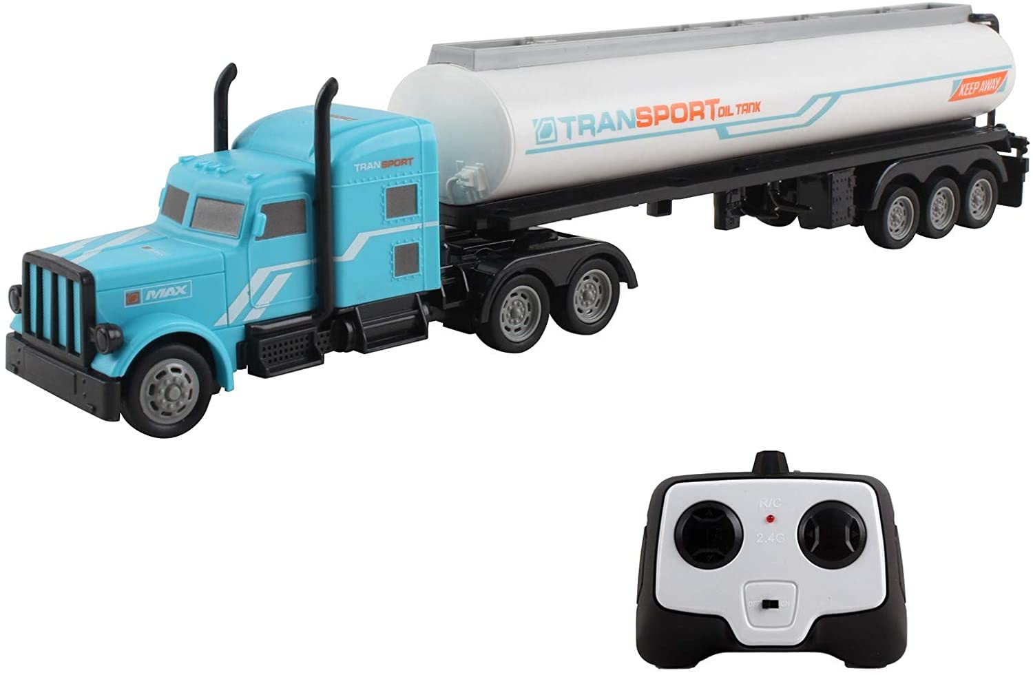 Vokodo RC Semi Truck And Trailer 18 Inch 2.4Ghz Fast Speed 1:16 Scale Electric Fuel Oil Hauler Rechargeable Battery Included Remote Control Kids Big Rig Toy Tanker Car Great Gift For Children Boy Girl