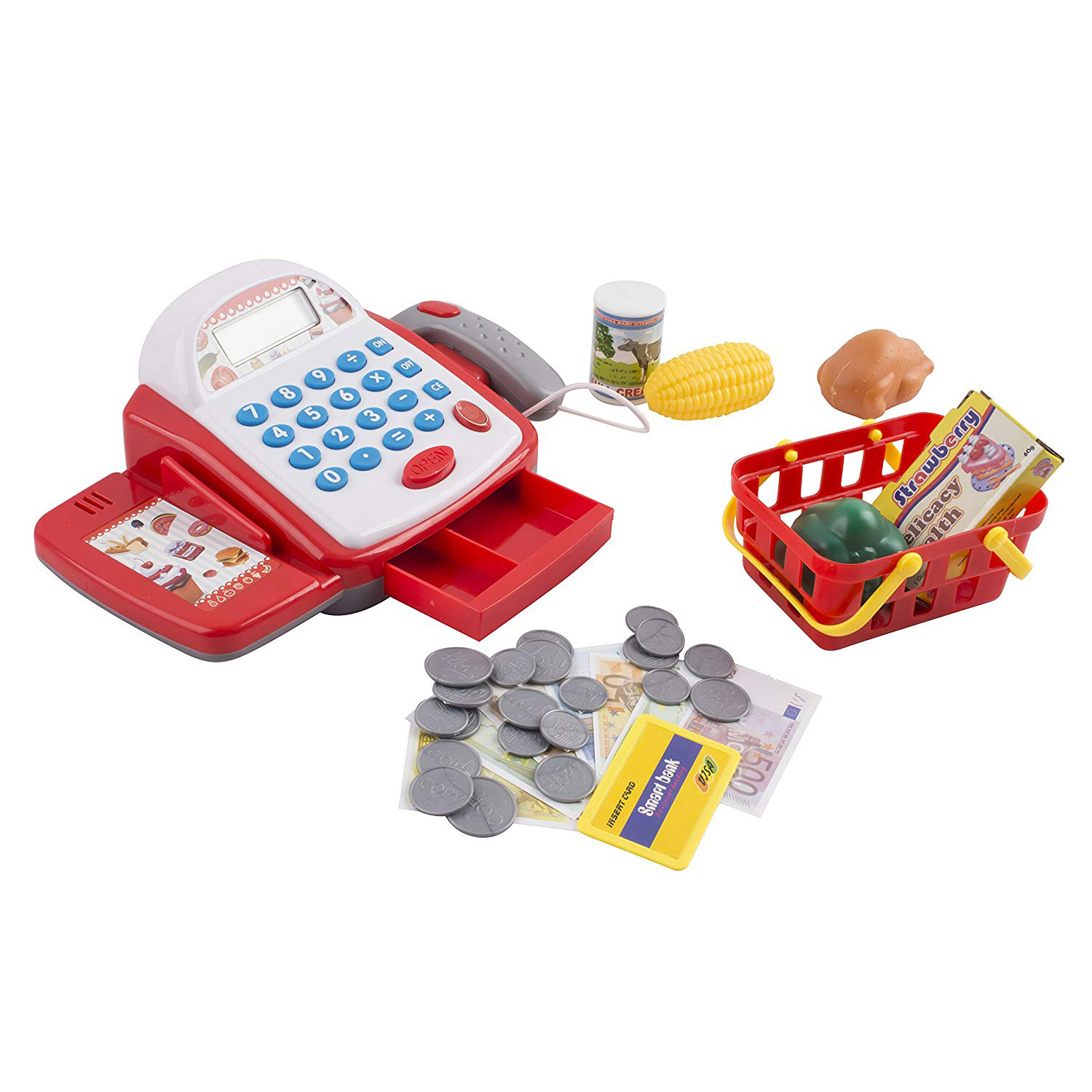 Toddler Interactive Learning Tools CISAY Toy Cash Register,C8 Pretend Play Educational Toys with Sounds,Scanner,Card Reader,Grocery Toy Set for Kids Boys and Girls Gifts 