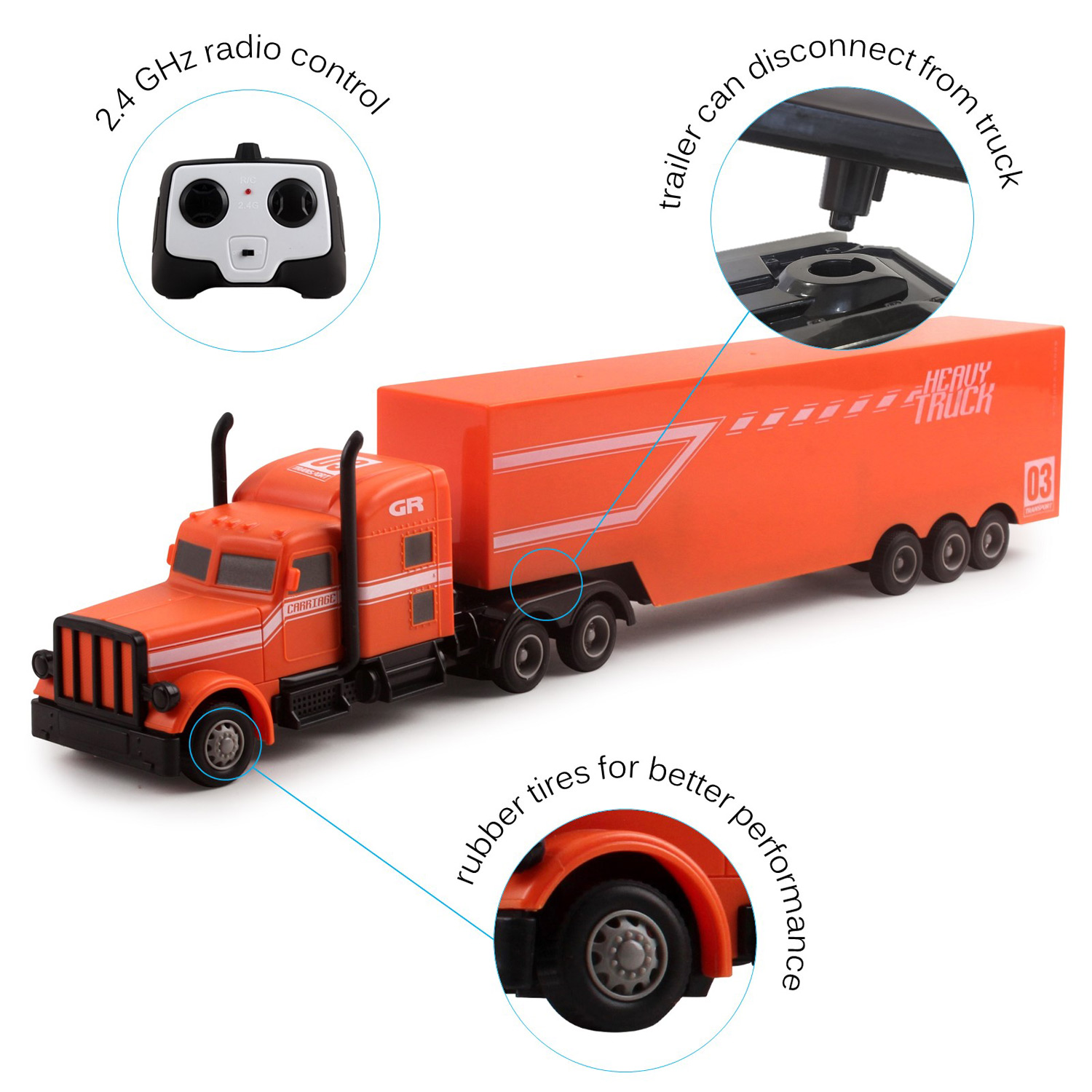 Large RC Semi Truck Trailer 18 24Ghz Fast Speed 116 Scale Electric Hauler Rechargeable Remote Control Kids Big Rig Toy Carrier Van Transporter Vehicle Full Cargo Perfect Gift For Children TM-51
