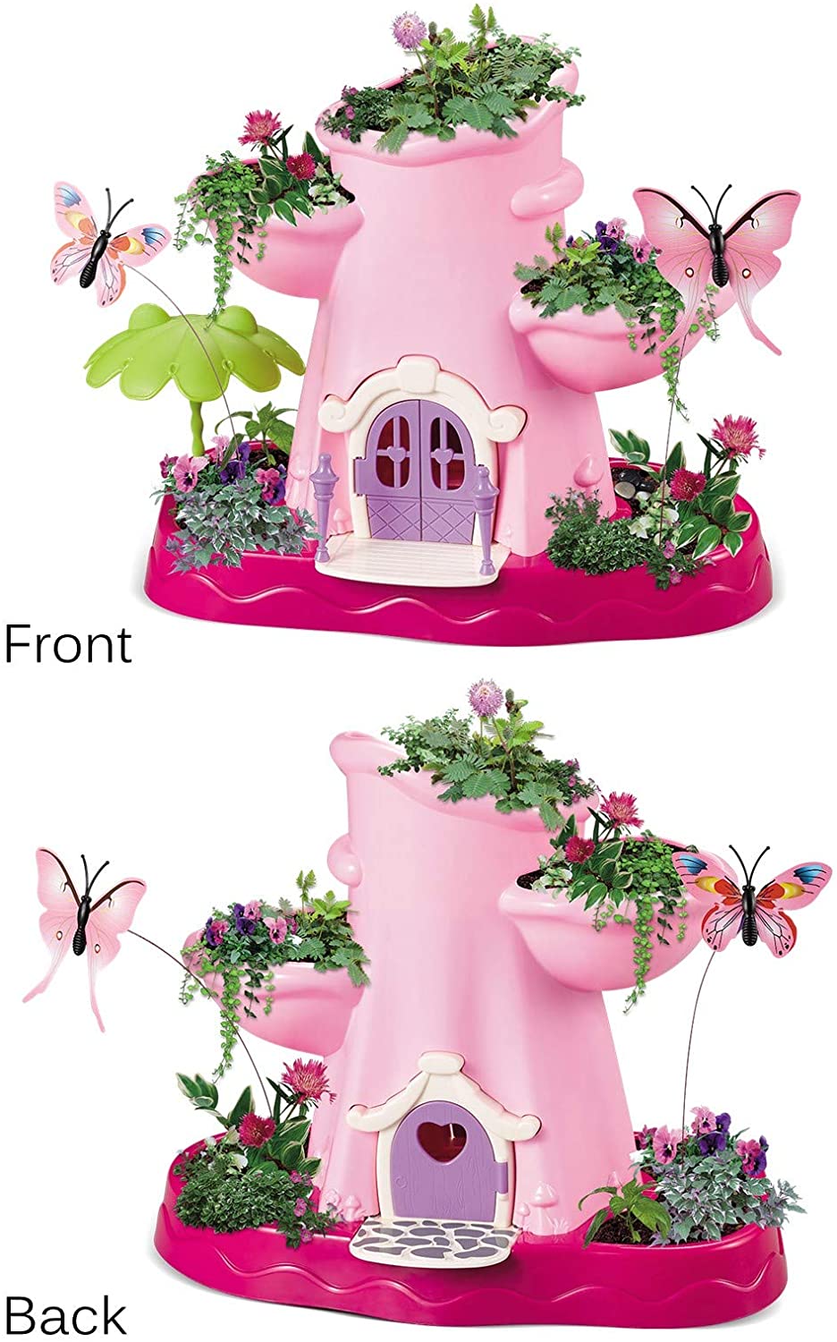 Vokodo Kids Magical Garden Growing Kit Includes Tools Seeds Soil Flower Plant Tree Interactive Play Fairy Toys Inspires Horticulture Learning Great Gift for Children Girls Pink 