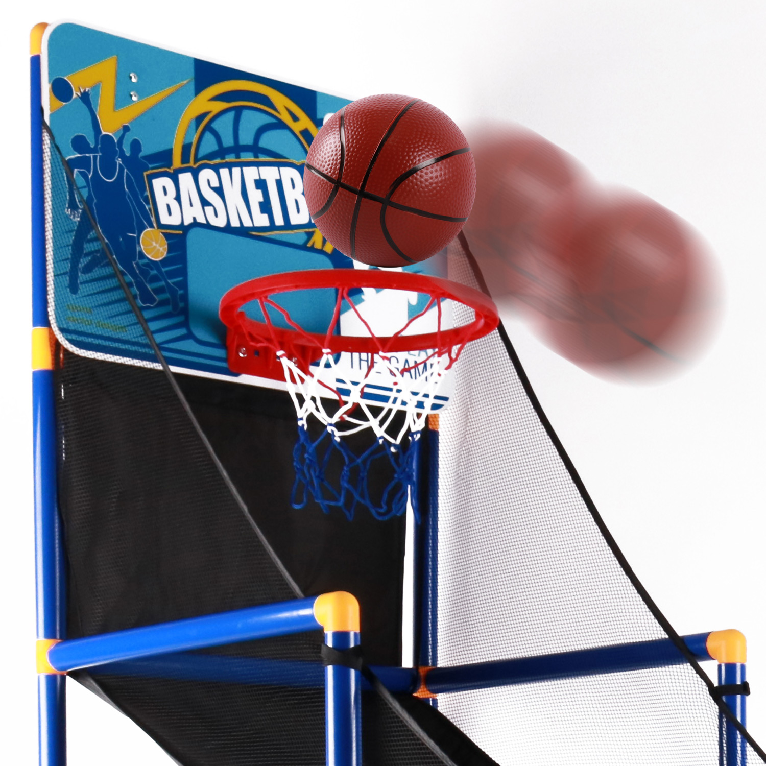Vokodo Kids Home Basketball Court Shooting Game Includes 2 Balls Air Pump And Slide Ramp Great For Indoor Arcade Practice Improves Scoring Accuracy Sports Toys Active Play Gift For Children Boys Girls 