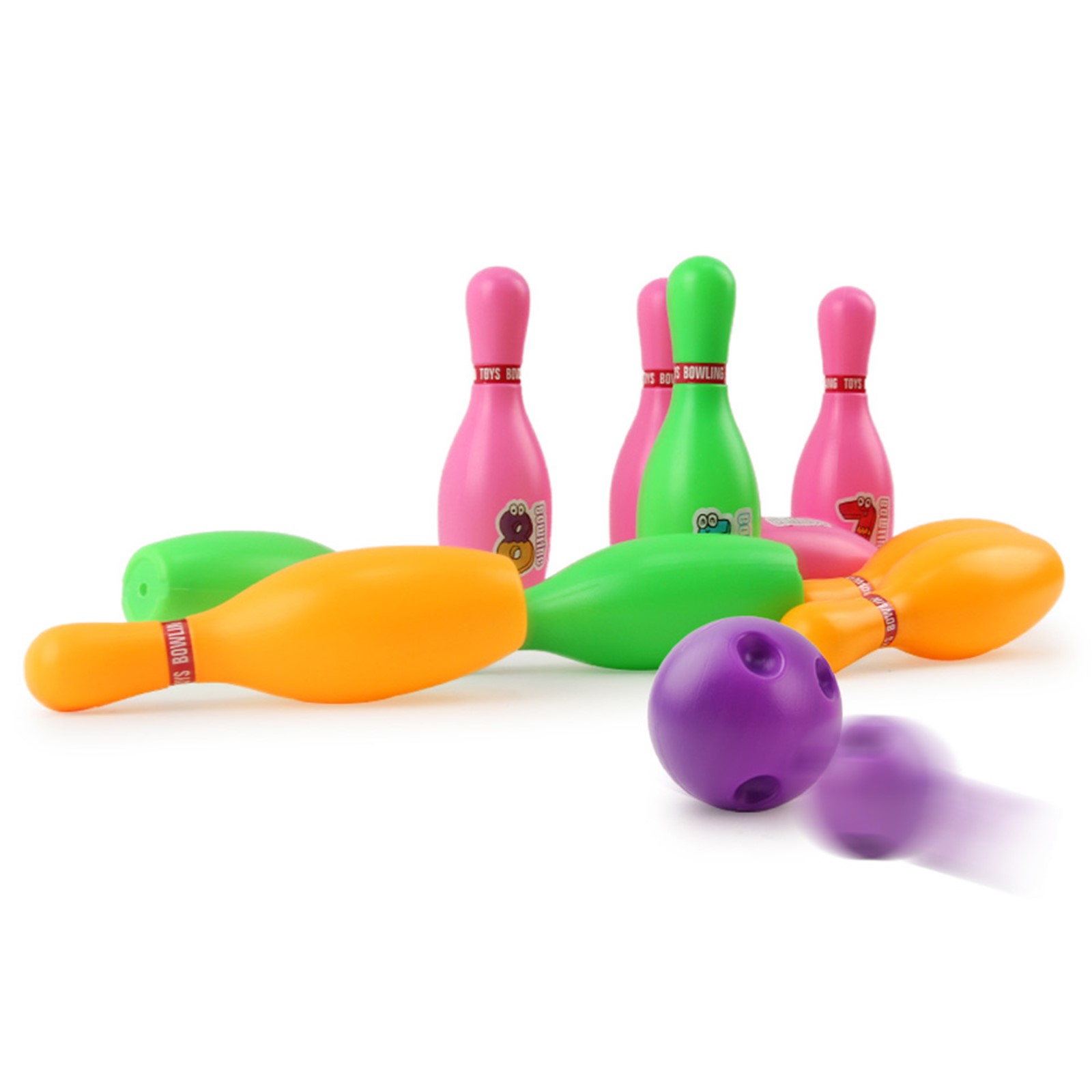 Toy Bowling Play Set Deluxe for Children Colorful 12 Piece 10 Pins 2 Balls Carrying Case Childrens Educational Early Development Sport Safe Game for Ages 2 3 4 5 Year Old Toddlers Unisex boy or girl