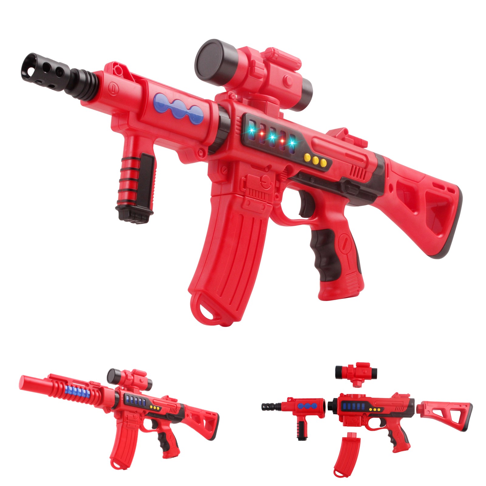 6 Piece Take Apart Gun With Lights And Sounds Scope Featuring 28 Build Options Magnetic Assembly Fun Pretend Play Creative Imagination Building Construction Rifle Action Toys For Children Boys