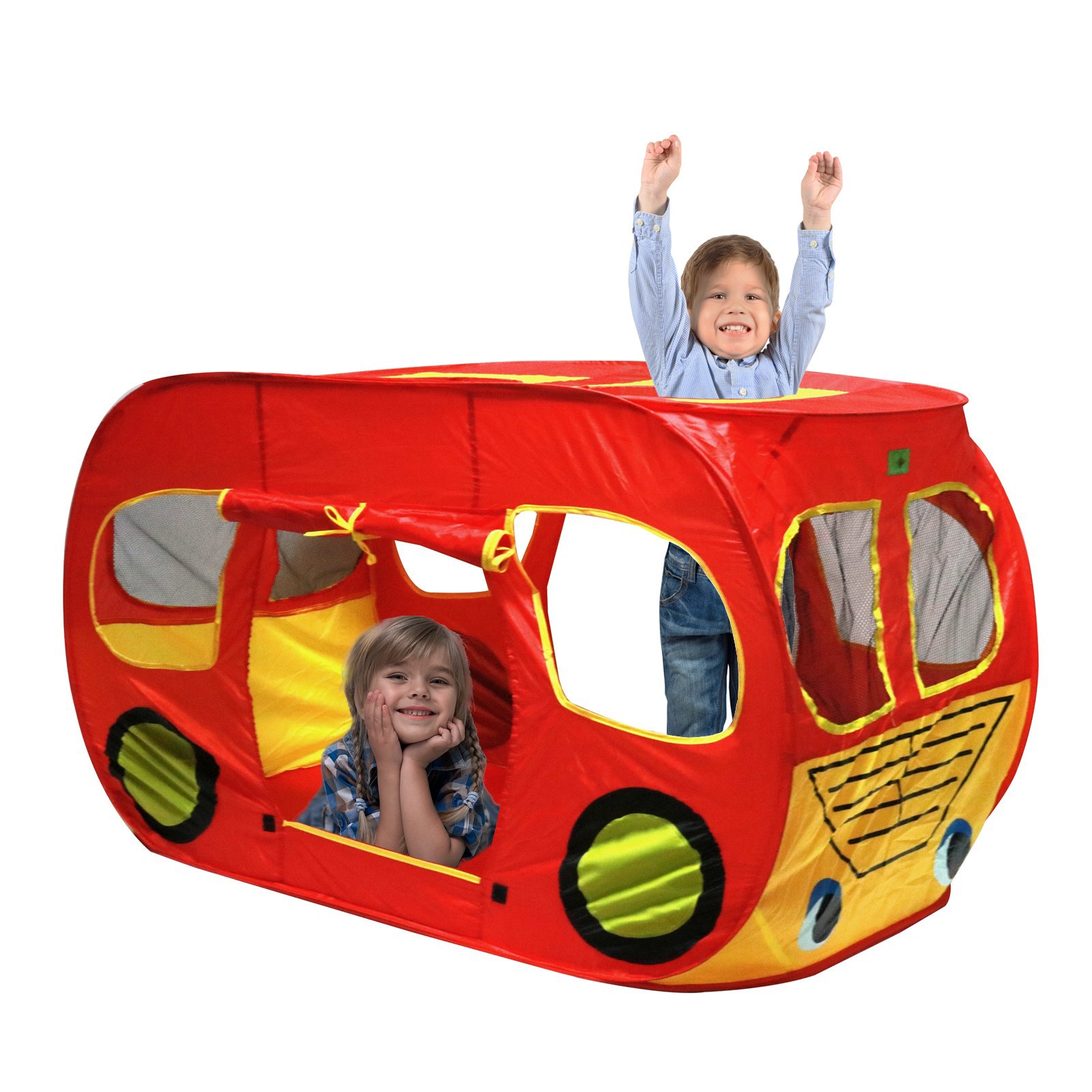 Kids Pop Up Play Tent Foldable Indoor Outdoor School Bus Playhouse Toy for Children Toddlers Boys And Girls Boosts Imagination Creativity Play