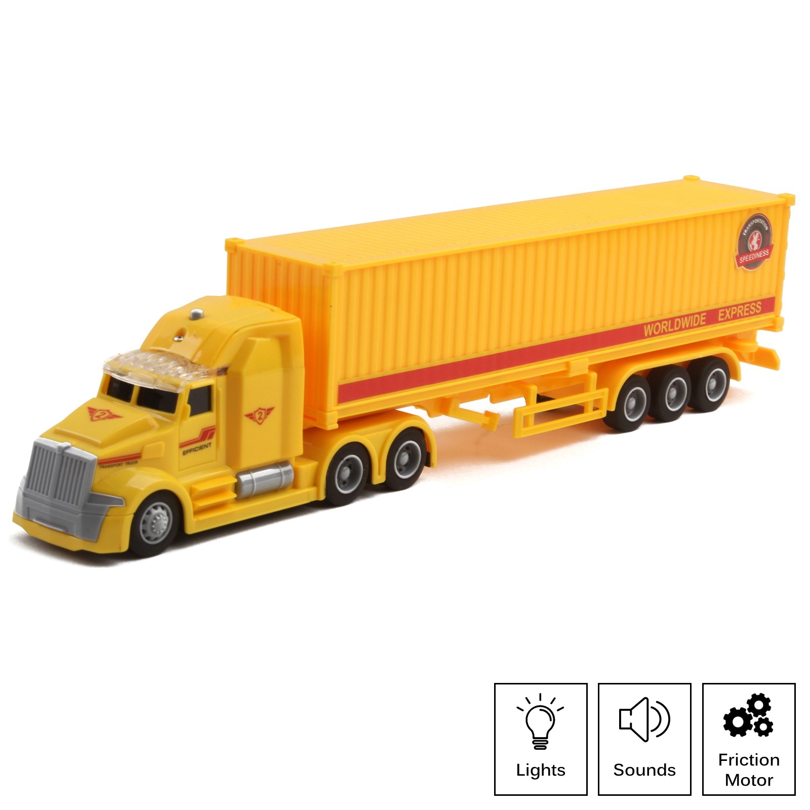 Toy Semi Truck Trailer 14.5&quot; Friction Powered With Lights And Sound Back Opens Kids Push And Go Big Rig Carrier Transport Vehicle Semi-Truck Pretend Play Car Great Gift For Children Boys Girls