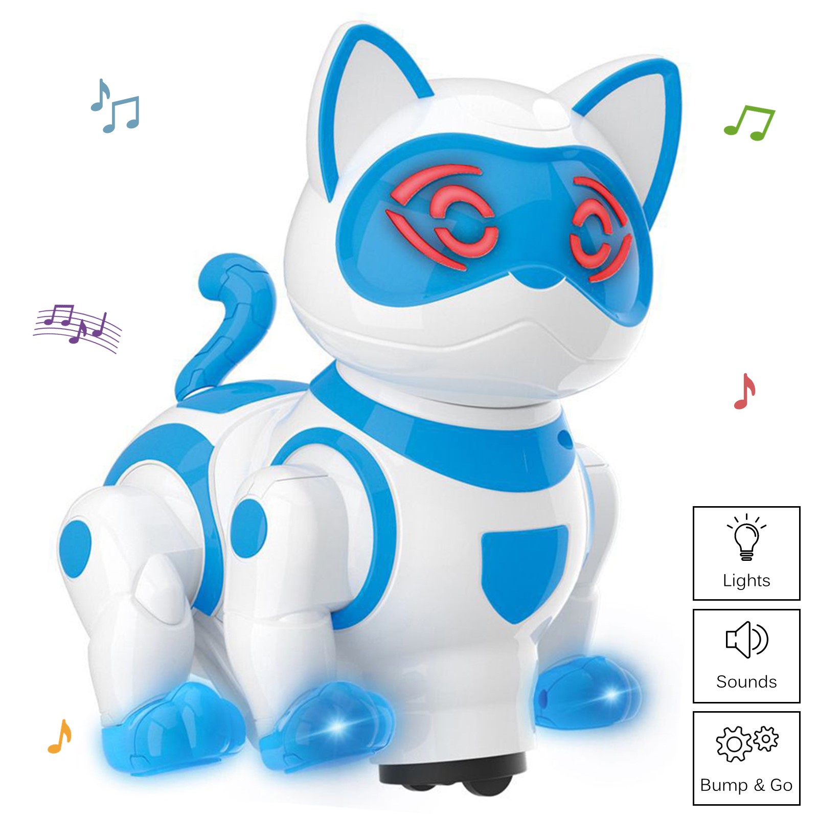 Vokodo Pet Robotic Dance Cat Interactive Kids Toy Kitty Walks Meows Sits With Lights And Music Friendly Electronic Robot Companion Bump And Go Action Play Great For Preschool Children Boy Girl Toddler