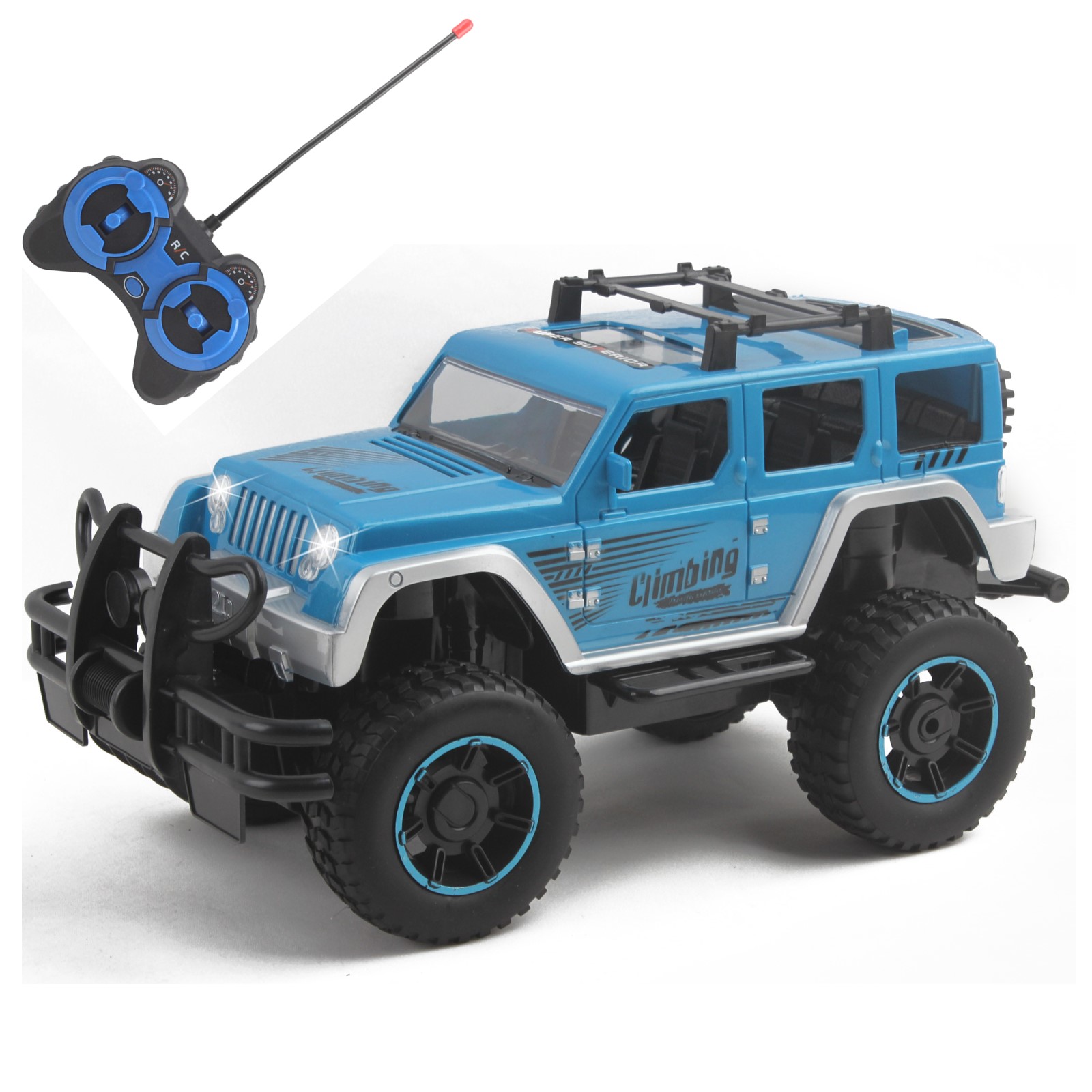 Vokodo RC Truck 12 Inch 1:12 Scale With LED Headlights Big Tires Full Function Off-Road SUV Remote Control Indoor Outdoor Car Ready To Run Electric Kids Toy Vehicle Great Gift Children Boy Girl (Blue)