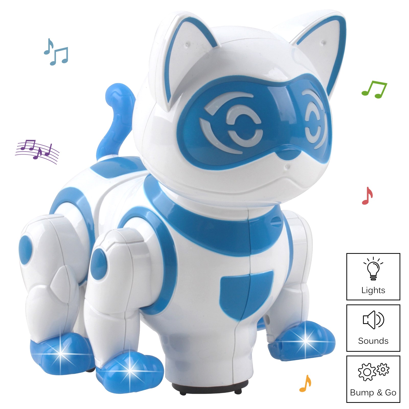 Vokodo Pet Robotic Dance Cat Interactive Kids Toy Kitty Walks Meows Sits With Lights And Music Friendly Electronic Robot Companion Bump And Go Action Play Great For Preschool Children Boy Girl Toddler TD-31