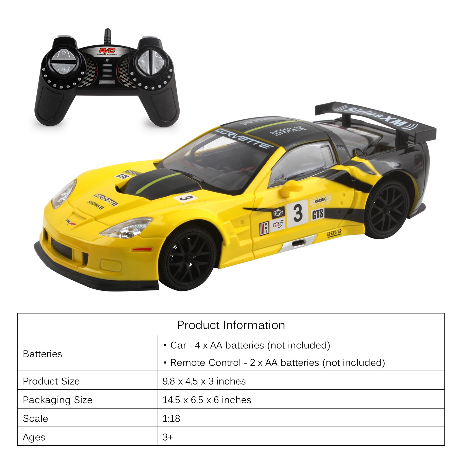 Vokodo RC Super Car 118 Scale Remote Control Full Function Corvette with Working LED Headlights Easy to Operate Kids Toy Race Vehicle Perfect Exotic Sports Model Great Gift for Children Boys Girls TL-85