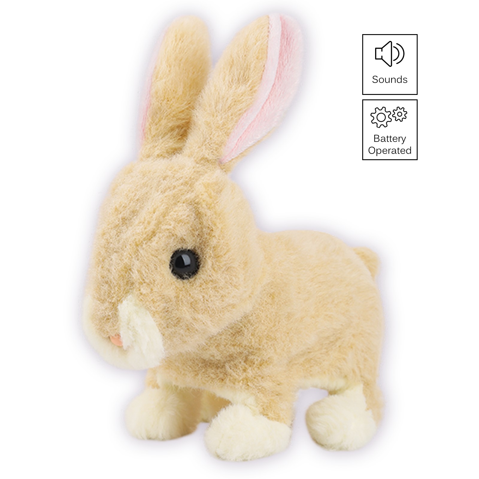Playful Bunny Hops Around Makes Sounds Wiggles Ears And Nose Cute Interactive Rabbit Kids Soft Cuddly Electronic Pet Battery Toy Animal Great Gift For Preschool Children Boy Girl Toddler Easter Brown TC-31-BR