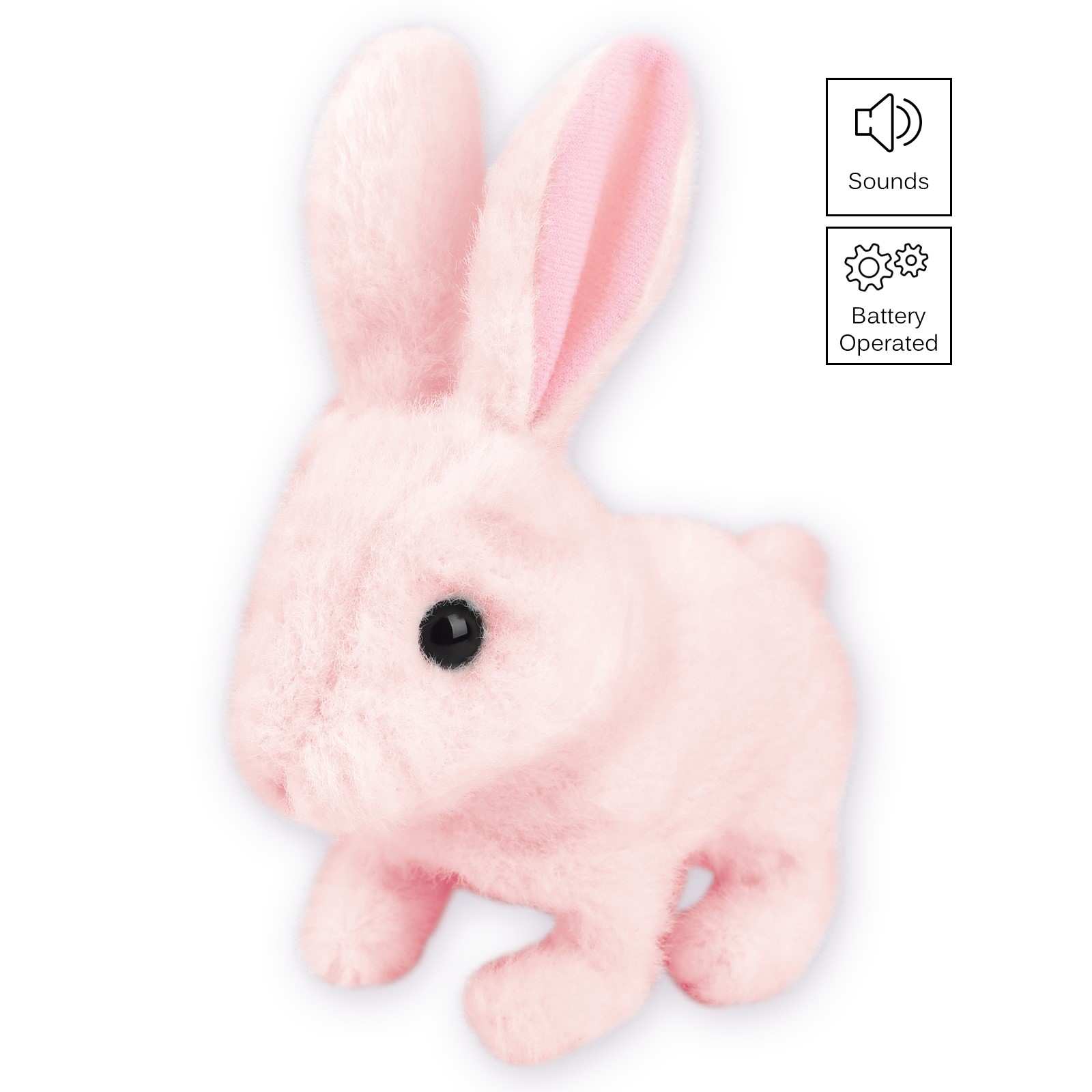 Playful Bunny Hops Around Makes Sounds Wiggles Ears And Nose Cute Interactive Rabbit Kids Soft Cuddly Electronic Pet Battery Toy Animal Great Gift For Preschool Children Boy Girl Toddler Easter PINK TC-31-P