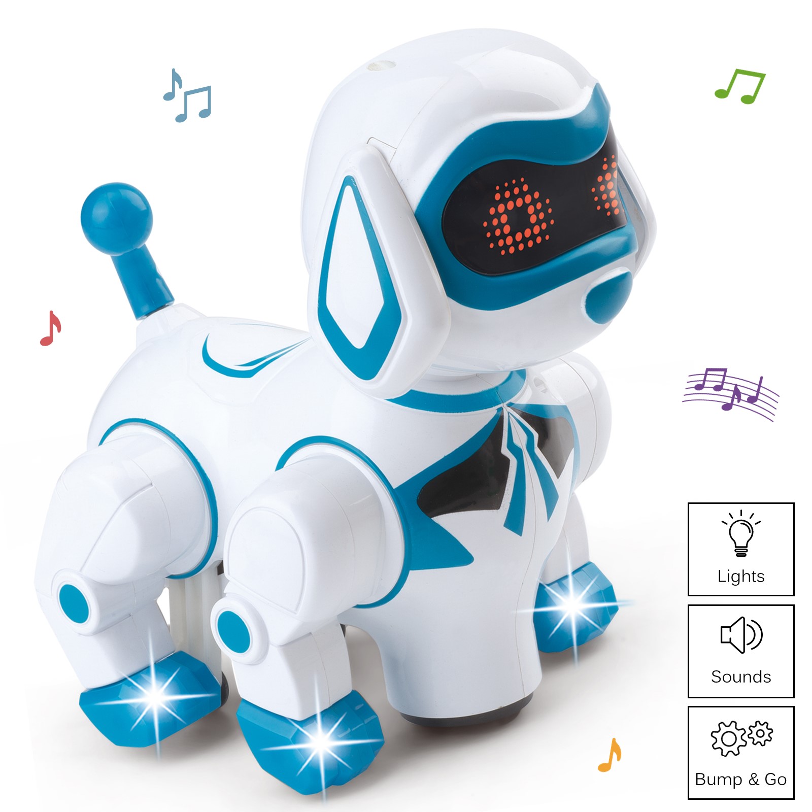 Vokodo Pet Robotic Dog Interactive Kids Toy Puppy Walks Barks Sits With Lights And Music Friendly Electronic Robot Companion Bump And Go Action Play Great Gift For Preschool Children Boy Girl Toddlers