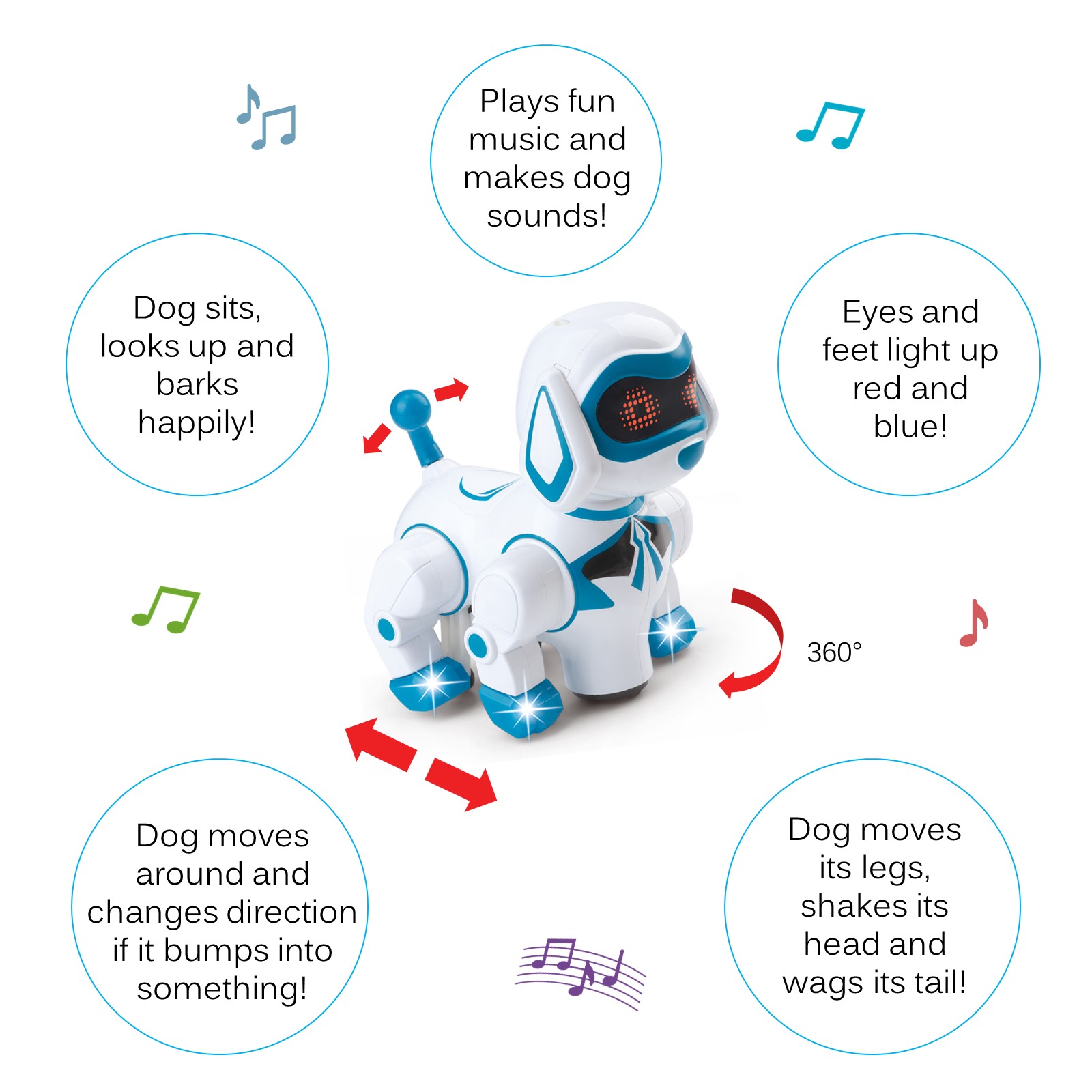 Vokodo Pet Robotic Dog Interactive Kids Toy Puppy Walks Barks Sits With Lights And Music Friendly Electronic Robot Companion Bump And Go Action Play Great Gift For Preschool Children Boy Girl Toddlers TD-30