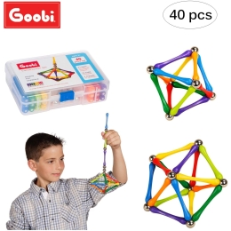 Goobi 40 Piece Construction Set Building Toy Active Play Sticks STEM Learning Creativity Imagination Children’s 3D Puzzle Educational Brain Toys for Kids Boys and Girls with Instruction Booklet