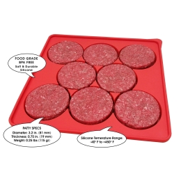 Burger Press by SiliCo  8 In 1 Circular Compartments for Patties Cookies Hash Browns Cutlets  More  Red BP