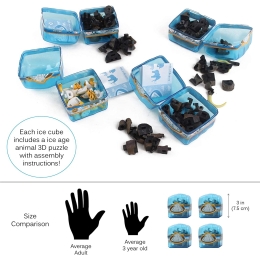 Prehistoric Set With 4 Ice Age Animals In Glacier Cubes Kids Archaeology 3D Puzzle Take Apart Discover Fossils Science STEM Educational Dig Up Easter Egg Party Toy Great Gift For Boys And Girls TA-21